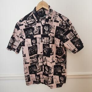 Lost Shirt Size Small Men Beach Boulevard Nude Pink Surf Graphic Buttonup Casual